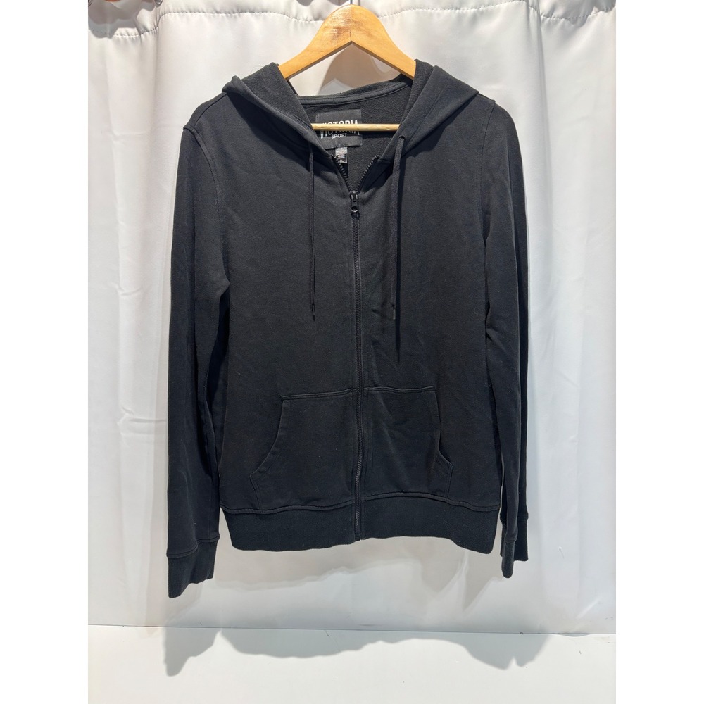 Victoria Sport Hoodie Women Medium Black Full Zip Graphic Logo Fleece